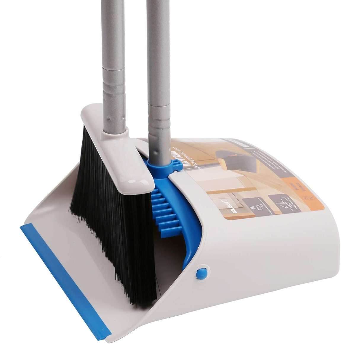 TreeLen Long Handle Broom and Dustpan Set,Upright Dust Pan Combo for Home, Kitchen, Room, Office, Lobby Floor Use Without Bending - Image 1