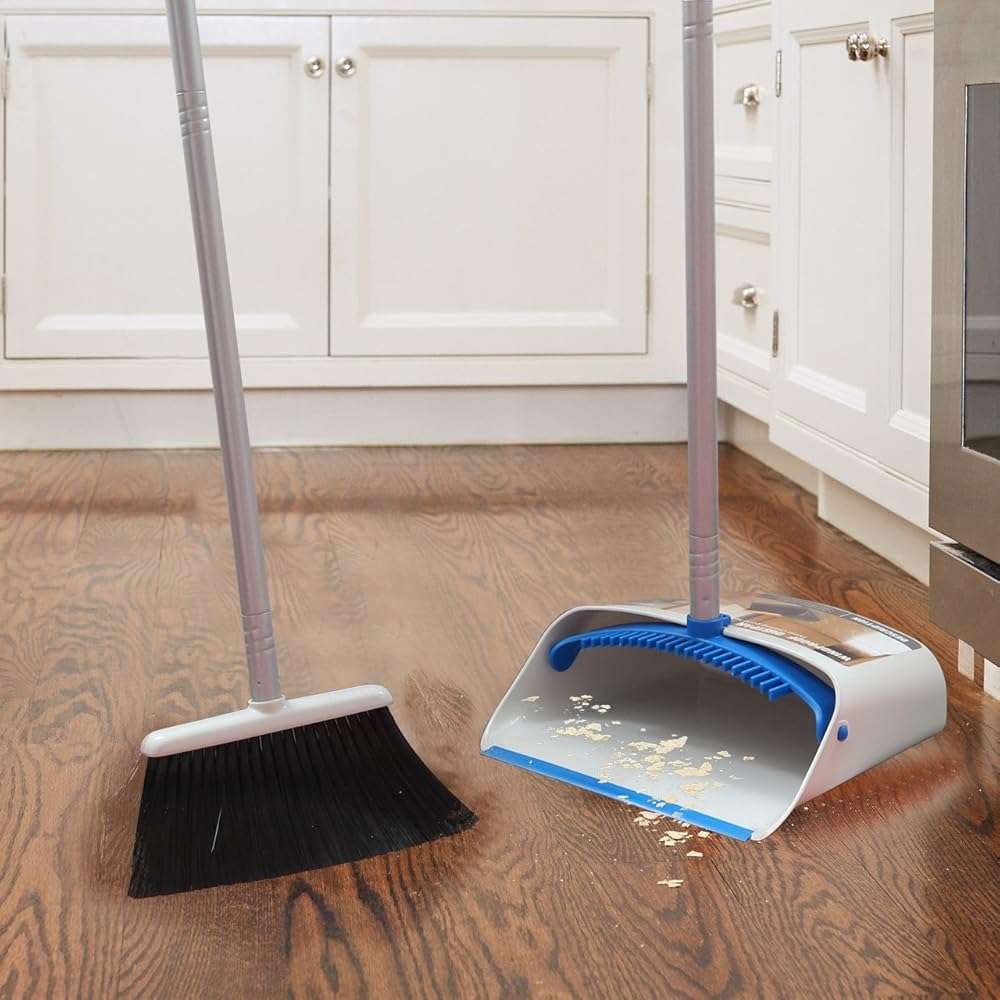 TreeLen Long Handle Broom and Dustpan Set,Upright Dust Pan Combo for Home, Kitchen, Room, Office, Lobby Floor Use Without Bending - Image 2