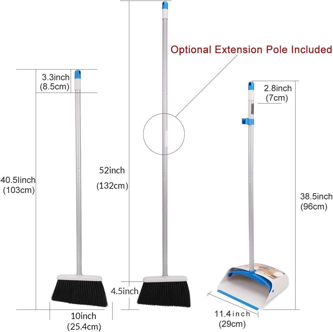 TreeLen Long Handle Broom and Dustpan Set,Upright Dust Pan Combo for Home, Kitchen, Room, Office, Lobby Floor Use Without Bending - Image 5