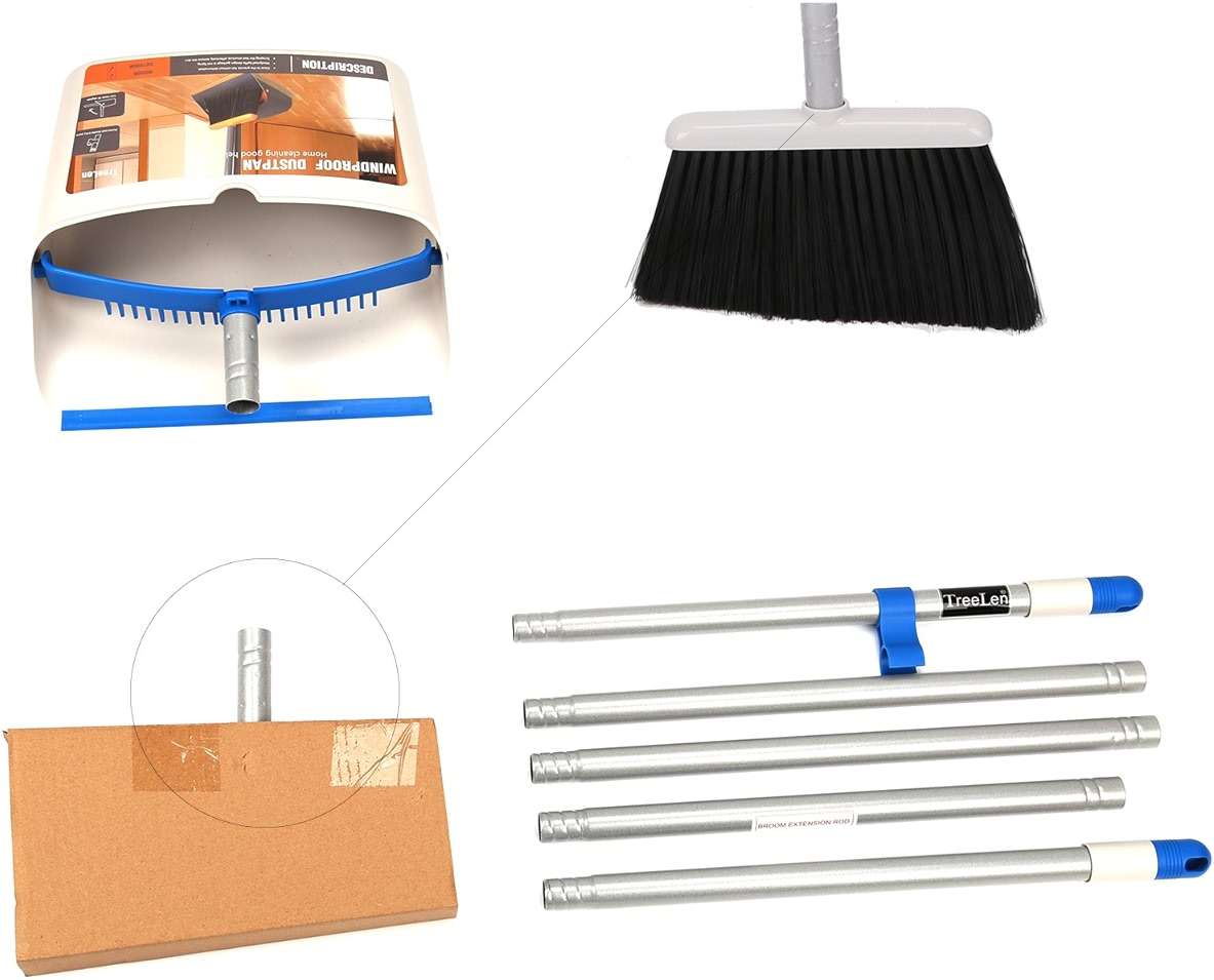 TreeLen Long Handle Broom and Dustpan Set,Upright Dust Pan Combo for Home, Kitchen, Room, Office, Lobby Floor Use Without Bending - Image 7