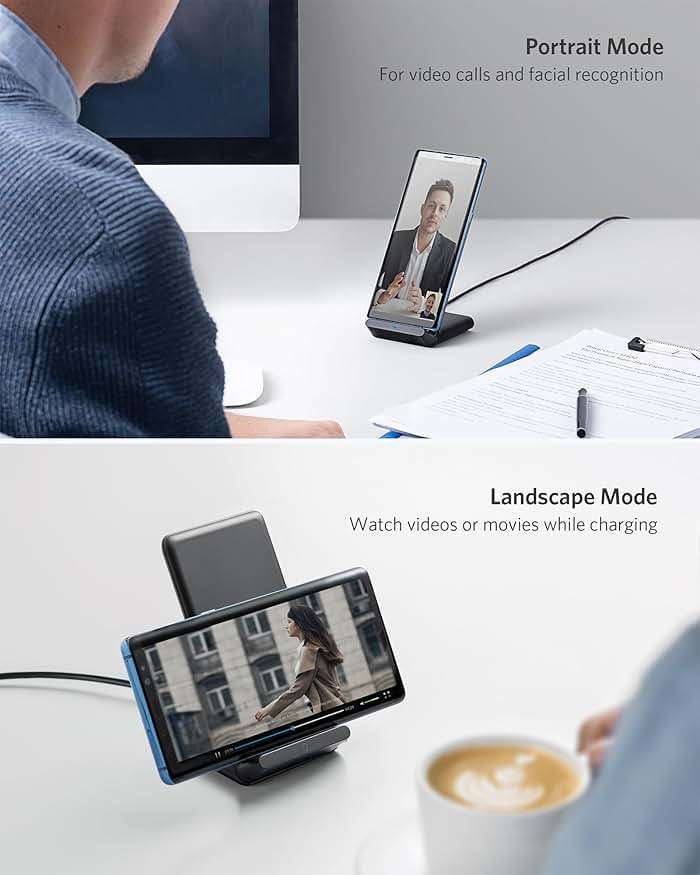 Anker 313 Wireless Charger (Stand), Qi-Certified for iPhone 17/17/17 Pro/17 Pro Max/15/14/13, 10W Fast-Charging Galaxy S23 S22 S21(No AC Adapter) - Image 4