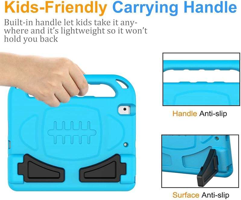 BMOUO Kids Case for iPad 6th/5th Generation (iPad 9.7-inch, 2017/2018), iPad 9.7/Air 2 Cas e with Screen Protector, Shockproof Handle Stand iPad 6th 5th Generation Case for Kids, Blue - Image 4