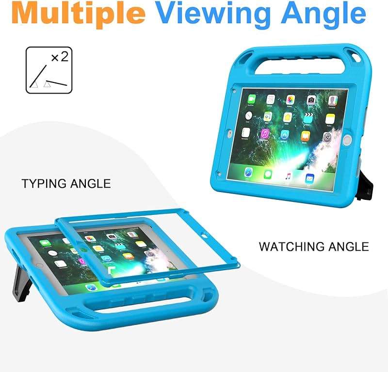 BMOUO Kids Case for iPad 6th/5th Generation (iPad 9.7-inch, 2017/2018), iPad 9.7/Air 2 Cas e with Screen Protector, Shockproof Handle Stand iPad 6th 5th Generation Case for Kids, Blue - Image 5