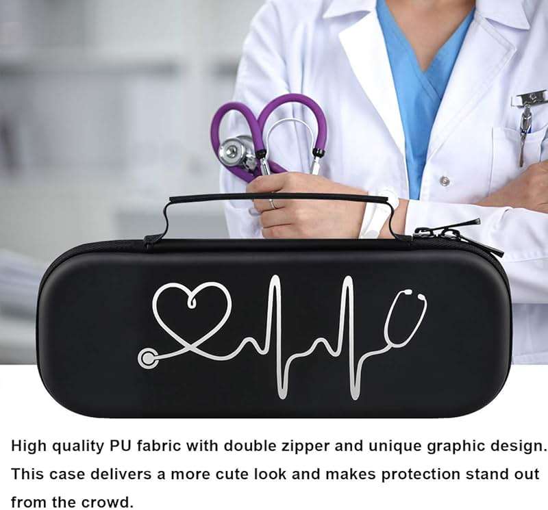 BOVKE Stethoscope Case for 3M Littmann Classic III, Lightweight II S.E, MDF Acoustica Deluxe Stethoscopes - Extra Room for Medical Bandage Scissors EMT Trauma Shear and LED Penlights, Black - Image 6