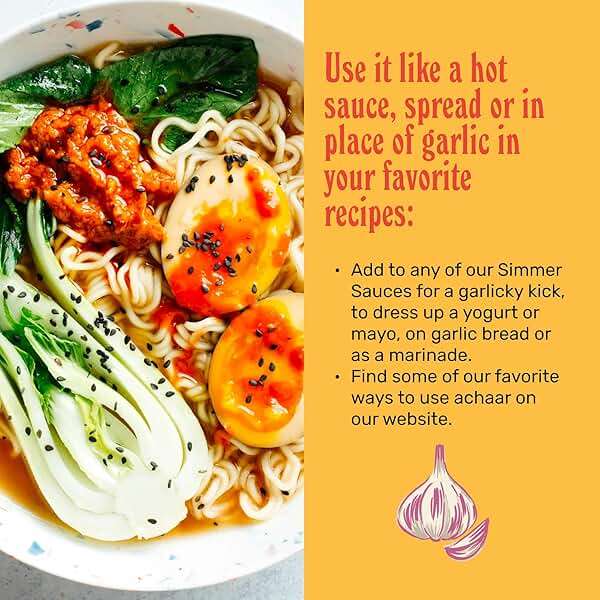 Brooklyn Delhi Roasted Garlic Achaar - 9 Ounces - Spicy, Lemony, Savory, Sweet Flavor - Made with a mix of Indian Spices, Red Chili Powder, and Unrefined Cane Sugar - Vegan - No Artificial Additives - Image 5