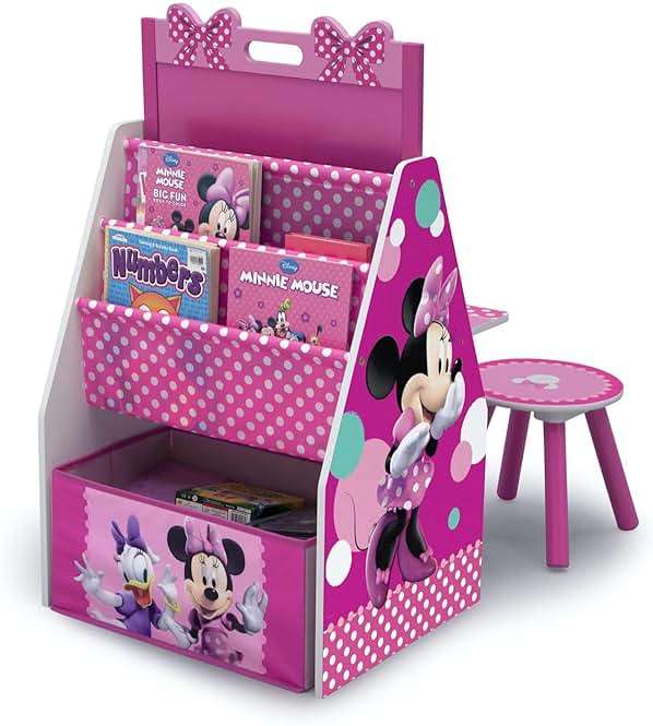 Delta Children Deluxe Kids Art Table | Easel, Desk, Stool, Toy Organizer, Disney Minnie Mouse - Image 8