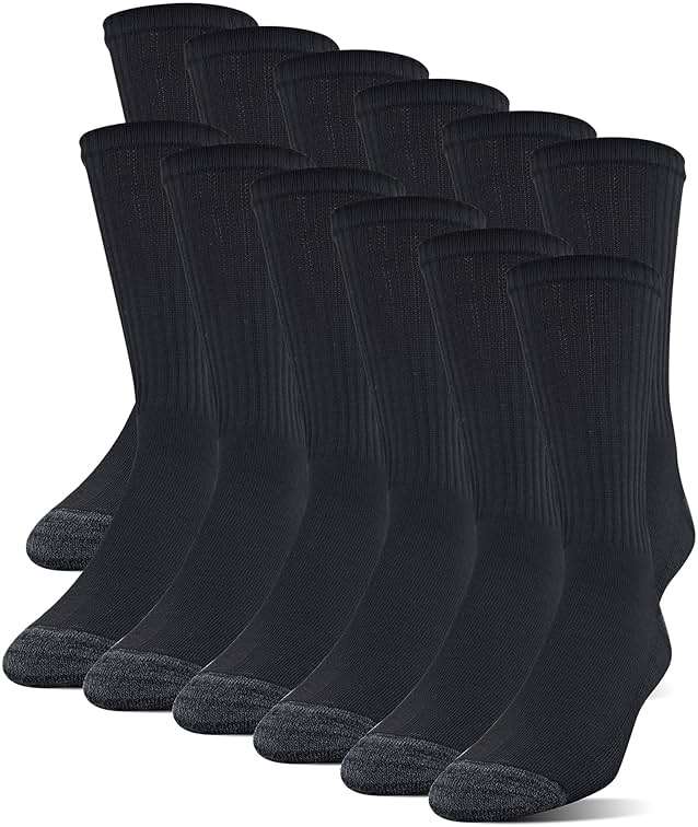 Gildan Men's Polyester Half Cushion Crew Socks, 12-pairs - Image 1