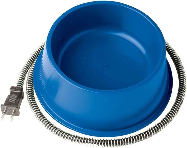 Farm Innovators 1 Quart Plastic Heated Pet Bowl with Anti Chew Cord and 25 Watts of Power for Rabbits, Dogs, Cats, and All Breed Sizes, Blue - Image 1
