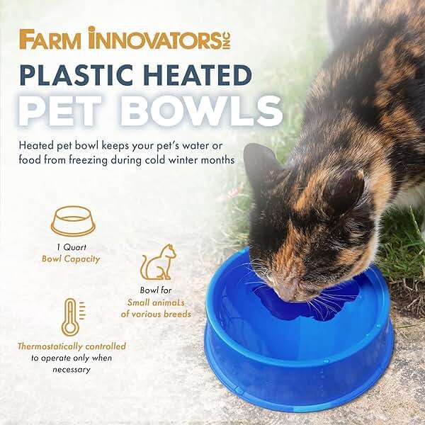 Farm Innovators 1 Quart Plastic Heated Pet Bowl with Anti Chew Cord and 25 Watts of Power for Rabbits, Dogs, Cats, and All Breed Sizes, Blue - Image 2