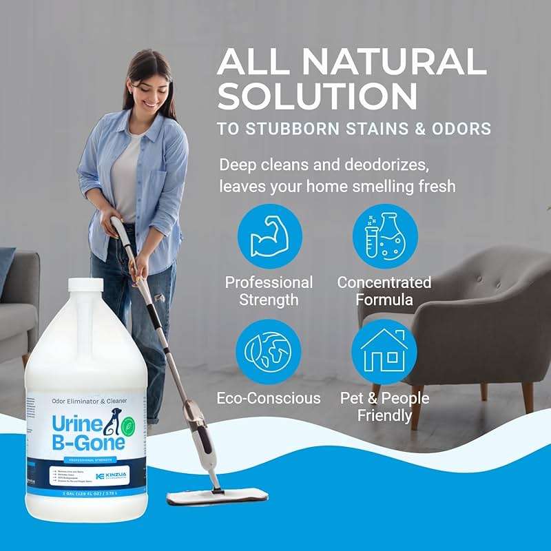 Urine B-Gone, Professional Enzyme Odor Eliminator & Pet Stain Remover, Human, Cat & Dog Urine Cleaner, Effective on Laundry, Carpets & More, Original Scent, 1 Gallon - Image 4