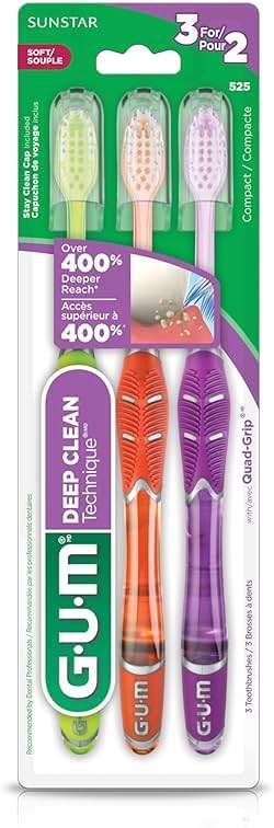 GUM Technique Deep Clean Toothbrush - Compact Head - Soft Toothbrushes for Adults with Sensitive Soft Bristles, 3 Count - Image 10