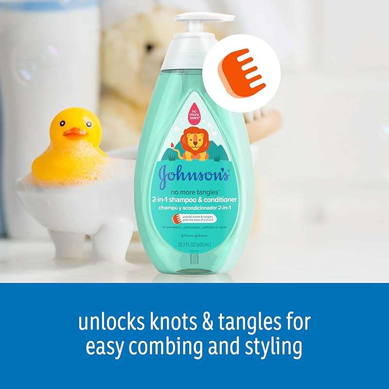 Johnson's Kids No More Tangles 2-in-1 Detangling Shampoo & Conditioner for Kids & Toddlers, Gentle & No More Tears, Hypoallergenic & Free of Parabens, Sulfates & Dyes 20.3 fl. oz - Image 2