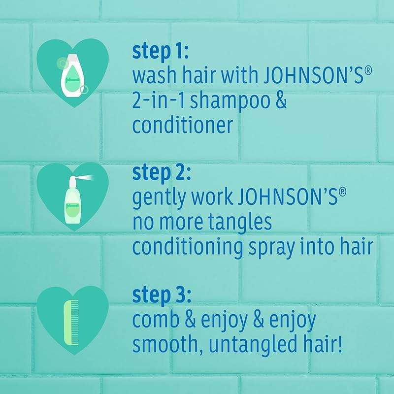Johnson's Kids No More Tangles 2-in-1 Detangling Shampoo & Conditioner for Kids & Toddlers, Gentle & No More Tears, Hypoallergenic & Free of Parabens, Sulfates & Dyes 20.3 fl. oz - Image 4