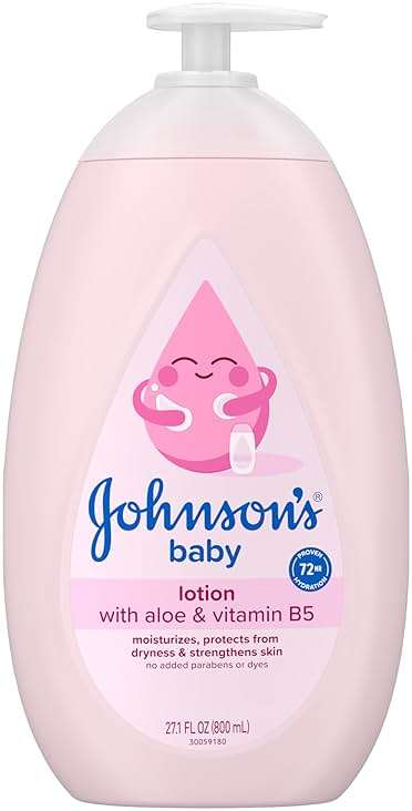 Johnson's Baby lotion with coconut oil, aloe vera & vitamin b5, 72 hour hydration, gentle baby moisturizer, hypoallergenic, safe for newborns, helps protect from dryness, 27.1 fl oz - Image 1