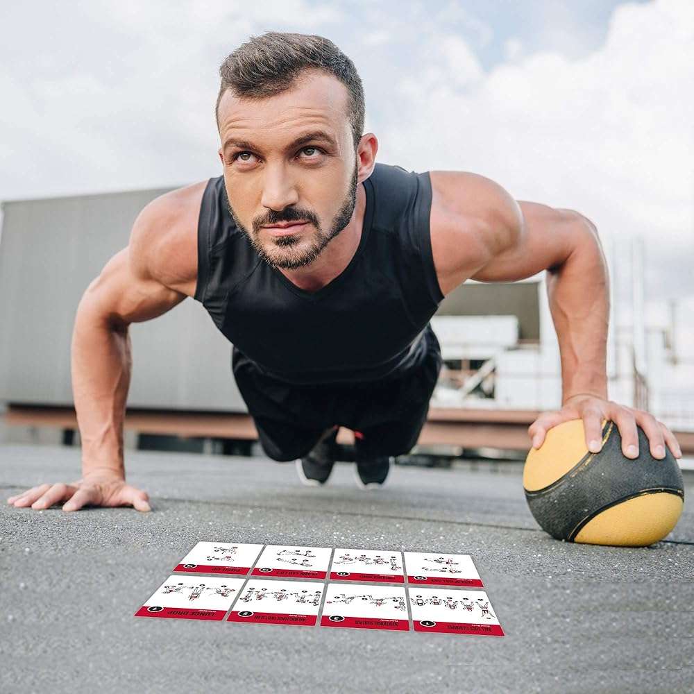 NewMe Fitness Medicine Ball Exercise Cards for Home Workouts, Workout Cards Deck for Women & Men, Beginner Fitness Guide to Training Exercises at Home or Gym - Image 2