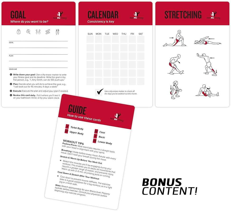 NewMe Fitness Medicine Ball Exercise Cards for Home Workouts, Workout Cards Deck for Women & Men, Beginner Fitness Guide to Training Exercises at Home or Gym - Image 7