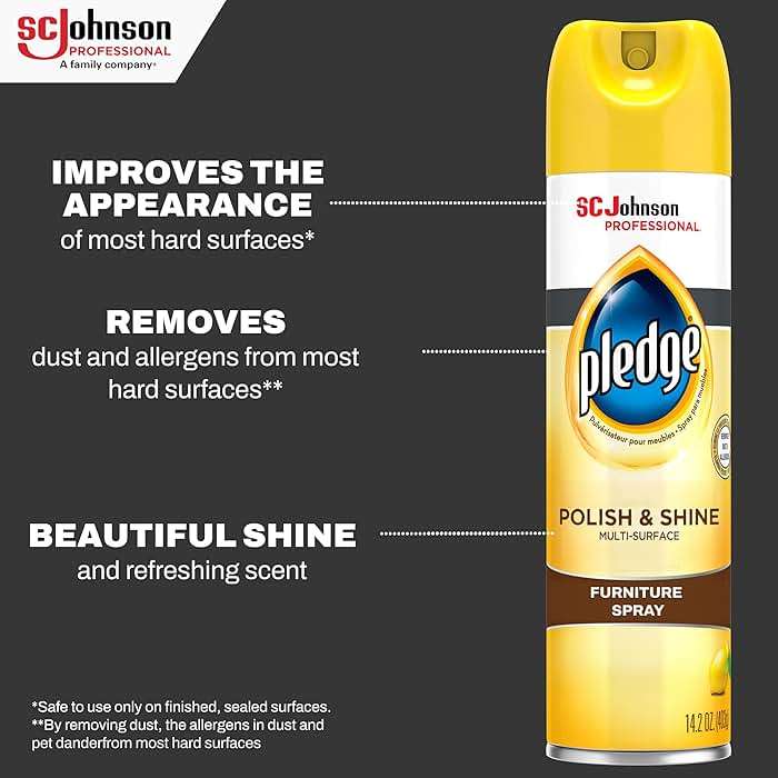 SC Johnson Professional Pledge Polish and Shine for Wood Furniture and More, Lemon Scent, 14.2 Fl Oz, Pack of 6 - Image 3