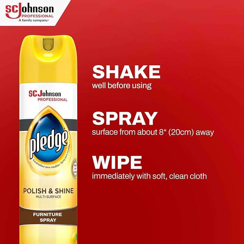 SC Johnson Professional Pledge Polish and Shine for Wood Furniture and More, Lemon Scent, 14.2 Fl Oz, Pack of 6 - Image 7