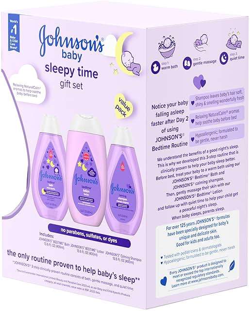 Johnson's Baby Sleepy Time Gift Set with Calming Bedtime Bath, Bedtime Lotion & Calming Shampoo, Baby Bedtime Essentials with Relaxing NaturalCalm Aromas, Hypoallergenic, 3 Items - Image 7