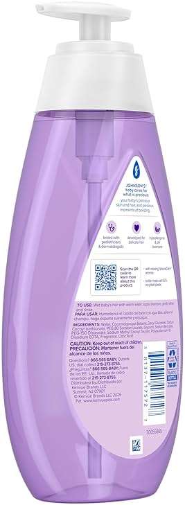 Johnson's Baby Calming Shampoo with Soothing NaturalCalm Aromas, Gentle, Hair Wash, Baby Essentials, Hypoallergenic, No Added Parabens and Sulfates, Baby Essentials, 20.3 fl. Oz - Image 8