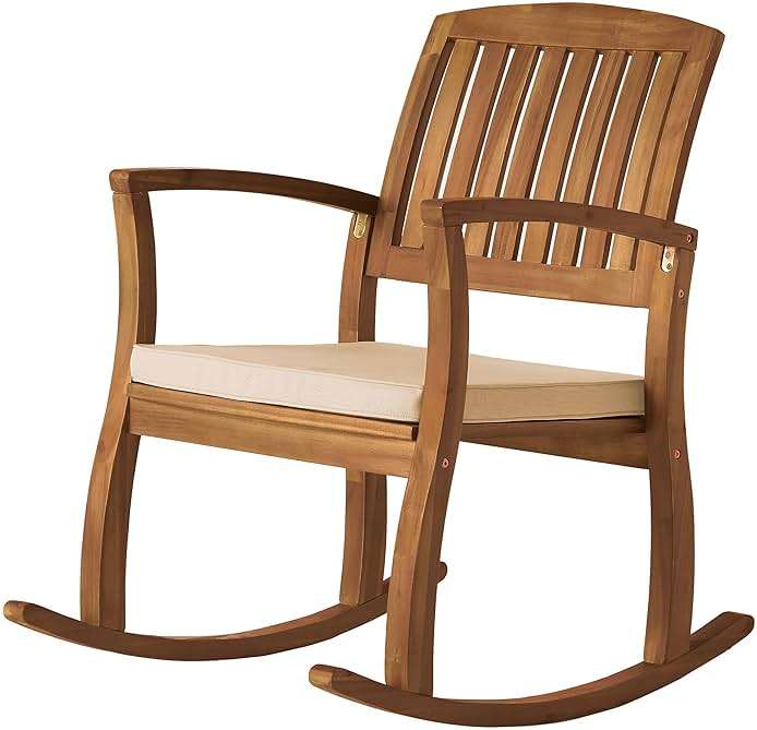 Christopher Knight Home Selma Acacia Rocking Chairs with Cushions, 2-Pcs Set, Teak Finish - Image 5