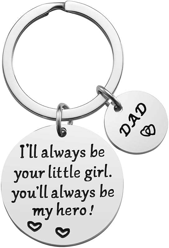 Father’s Day Gift - Dad Gifts from Daughter for Birthday Christmas Valentine’s Day, I'll Always Be Your Little Girl, You Will Always Be My Hero Daddy Keychain, Father Daughter Keyring - Image 1
