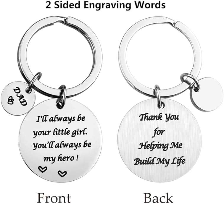 Father’s Day Gift - Dad Gifts from Daughter for Birthday Christmas Valentine’s Day, I'll Always Be Your Little Girl, You Will Always Be My Hero Daddy Keychain, Father Daughter Keyring - Image 2