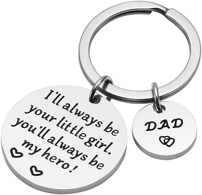 Father’s Day Gift - Dad Gifts from Daughter for Birthday Christmas Valentine’s Day, I'll Always Be Your Little Girl, You Will Always Be My Hero Daddy Keychain, Father Daughter Keyring - Image 4