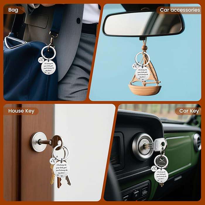 Father’s Day Gift - Dad Gifts from Daughter for Birthday Christmas Valentine’s Day, I'll Always Be Your Little Girl, You Will Always Be My Hero Daddy Keychain, Father Daughter Keyring - Image 5