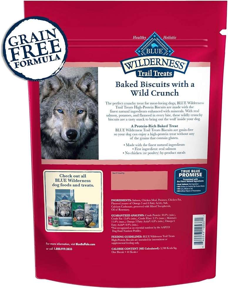Blue Buffalo Wilderness Trail Treats Salmon Crunchy Dog Biscuits, Grain-Free & High-Protein, Bite-Sized Training Treats Made with Real Salmon & Natural Ingredients, 24-oz Bag - Image 2