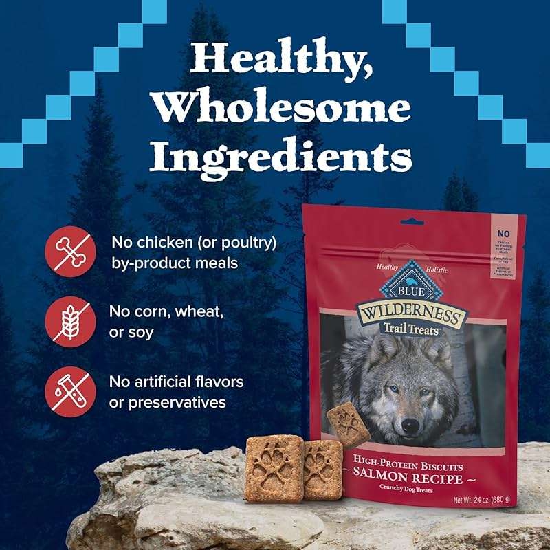 Blue Buffalo Wilderness Trail Treats Salmon Crunchy Dog Biscuits, Grain-Free & High-Protein, Bite-Sized Training Treats Made with Real Salmon & Natural Ingredients, 24-oz Bag - Image 7
