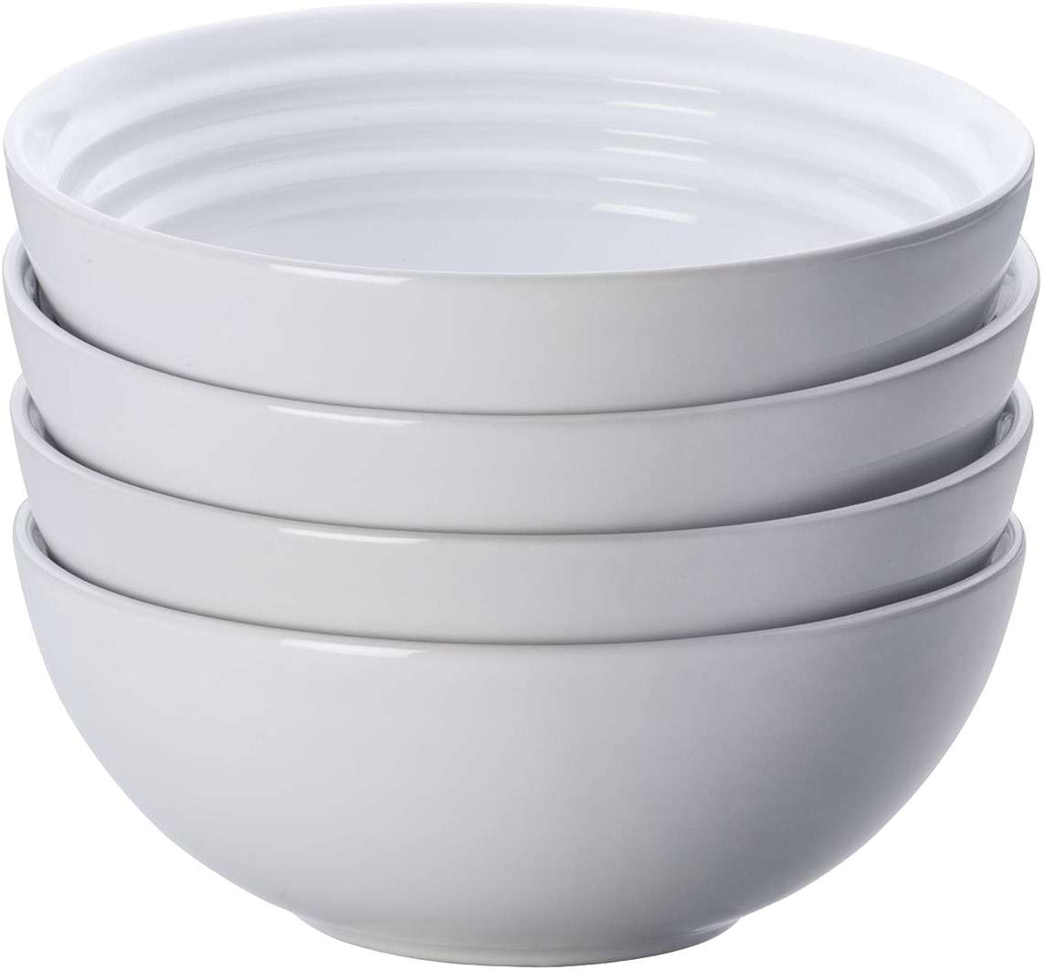 Le Creuset Stoneware Set of 4 Soup Bowls, 22 oz. (6.25") each, White - Image 7