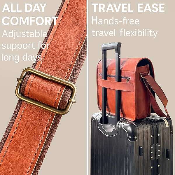 RUSTIC TOWN 14" Leather Messenger Bag for Men & Women – Full Grain Vintage Crossbody Satchel – Fits 13.3"/14" Laptop – Ideal Briefcase for Work, Travel & College – Adjustable Shoulder Strap - Image 6