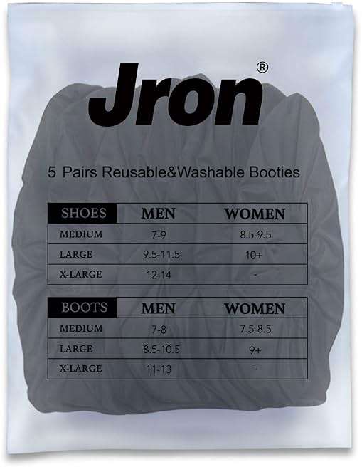 Jron 5 Pairs Premium Reusable Washable Shoe Cover Boot Covers for Contractors (5 Pairs | US 12-14 For Shoes/US 11-13 For Boots, Black) - Image 9
