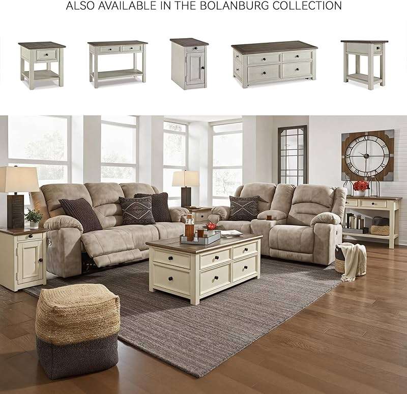 Signature Design by Ashley Bolanburg Lift-Top Coffee Table with Storage Two-Tone Rustic Farmhouse Cocktail Table – Brown/White - Image 6