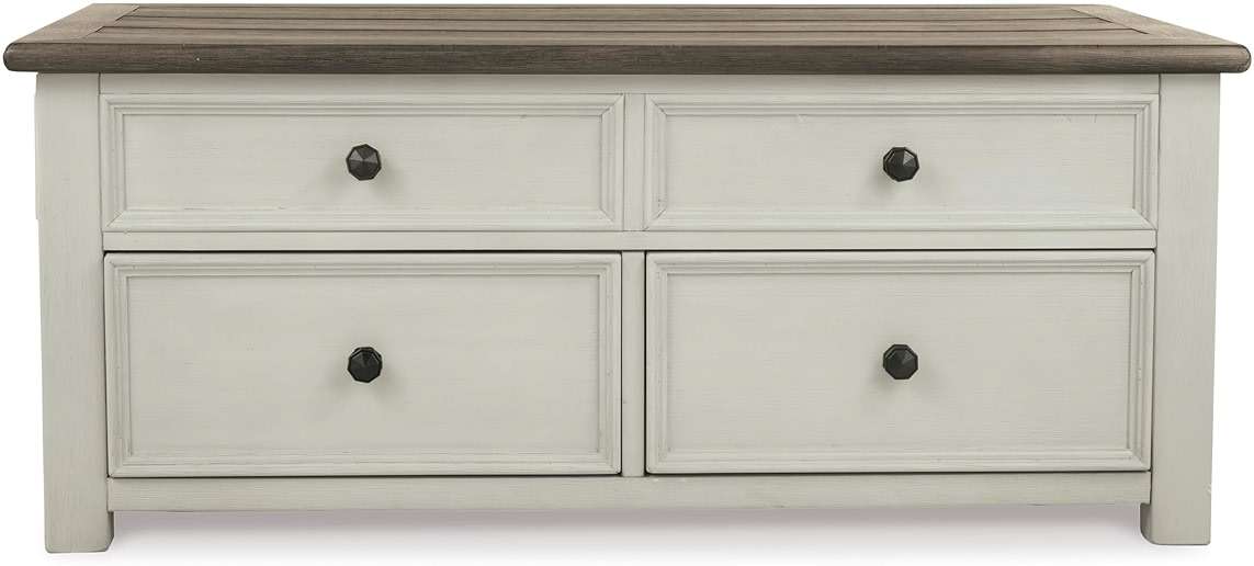 Signature Design by Ashley Bolanburg Lift-Top Coffee Table with Storage Two-Tone Rustic Farmhouse Cocktail Table – Brown/White - Image 7