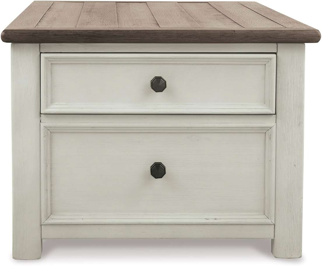 Signature Design by Ashley Bolanburg Lift-Top Coffee Table with Storage Two-Tone Rustic Farmhouse Cocktail Table – Brown/White - Image 9