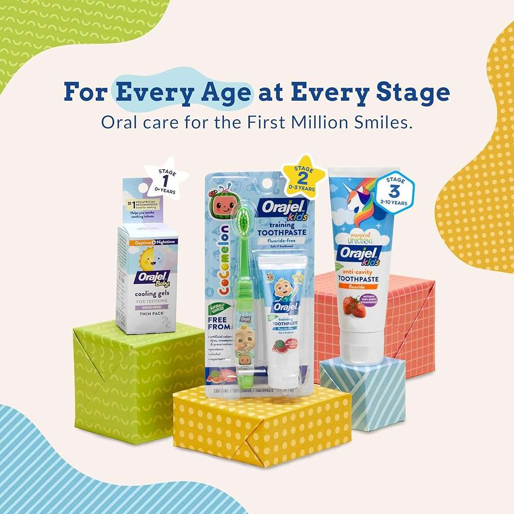 Orajel Baby Daytime & Nighttime Cooling Gels for Teething, Drug - Free, #1 Pediatrician Recommended Brand for Teething*, Two 0.18oz Tubes - Image 5