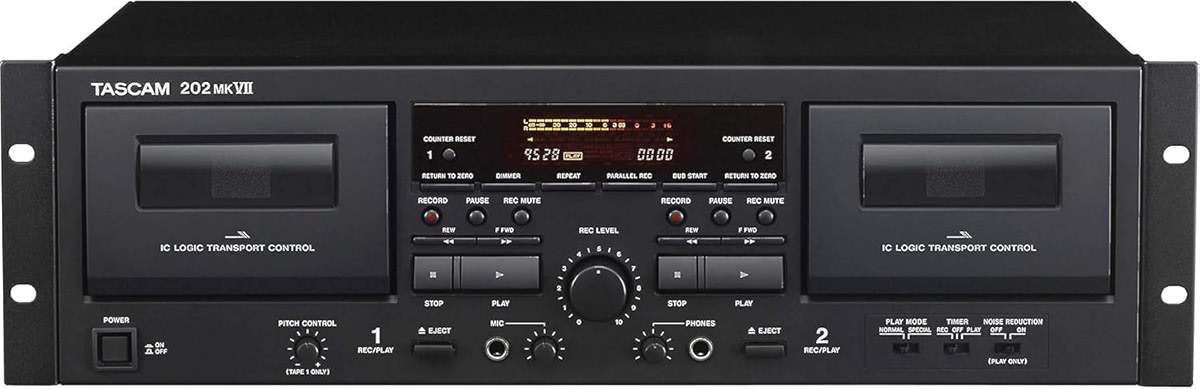 Tascam 202MKVII Double Cassette Deck Recorder with USB Port, Dual Cassette Deck - Image 1