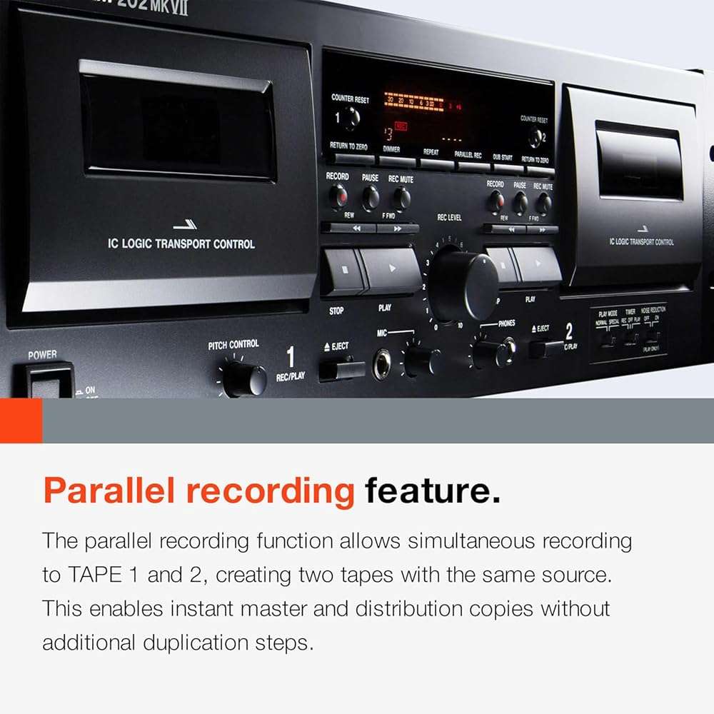 Tascam 202MKVII Double Cassette Deck Recorder with USB Port, Dual Cassette Deck - Image 5