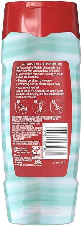 Old Spice Moisturizing Body Wash for Men, Hydro Wash, 2-in-1 Long Lasting Scent & Powerful Hydration to Fight Dry Skin, 24/7 Shower Fresh, Pure Sport Scent, 16 oz (Pack of 4) - Image 8
