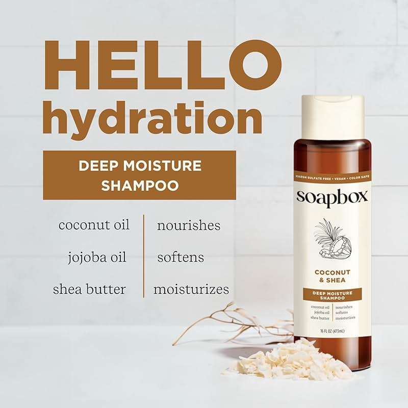 Soapbox Coconut & Shea Shampoo & Conditioner Set, For Dry, Damaged Hair - Nourishes & Moisturizes Hair - Clean Ingredients Free of Harsh Chemicals, Sulfates, Parabens & Silicones - 16 oz Each - Image 3