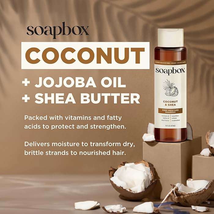 Soapbox Coconut & Shea Shampoo & Conditioner Set, For Dry, Damaged Hair - Nourishes & Moisturizes Hair - Clean Ingredients Free of Harsh Chemicals, Sulfates, Parabens & Silicones - 16 oz Each - Image 5