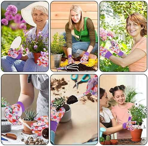 Garden Tools Set, JUMPHIGH 10 Pieces Gardening Tools with Floral Print, Ergonomic Handle Trowel Rake Weeder Pruner Shears Sprayer, Garden Hand Tools with Carrying Case Gardening Gifts for Women Father - Image 7