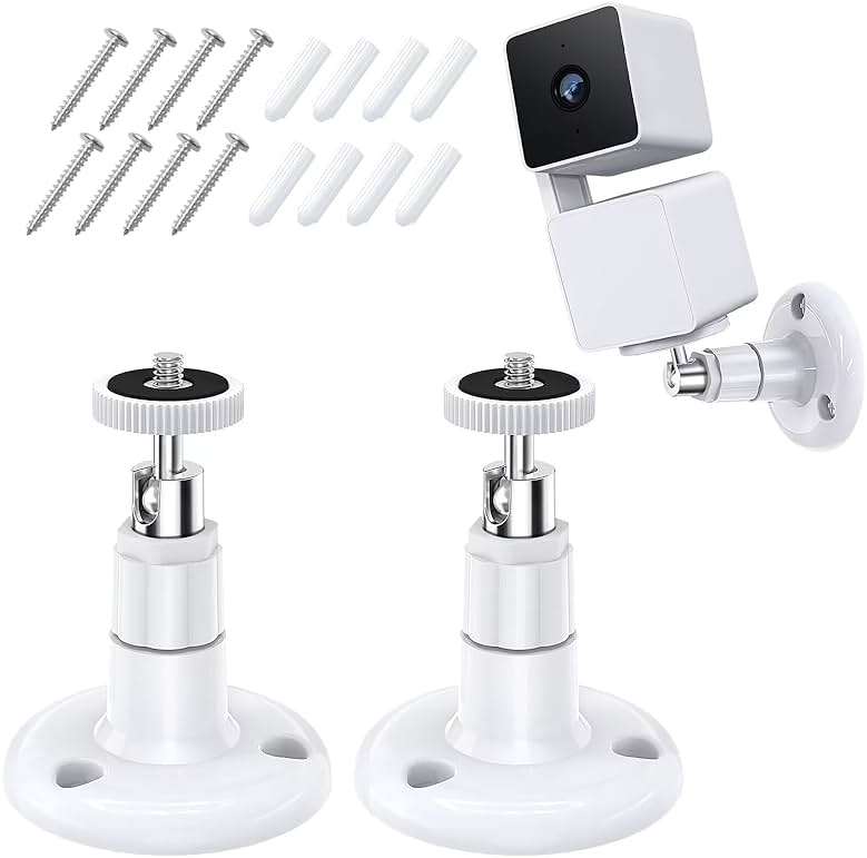 FastSnail Wall Mount Compatible with Wyze Cam Pan V3 & Wyze Cam V4/V3 & Wyze Cam Outdoor/Indoor, 360 Degree Swivel Adjustable Bracket for Wyze Cam and Other Camera with Same Interface 2 Pack - Image 1