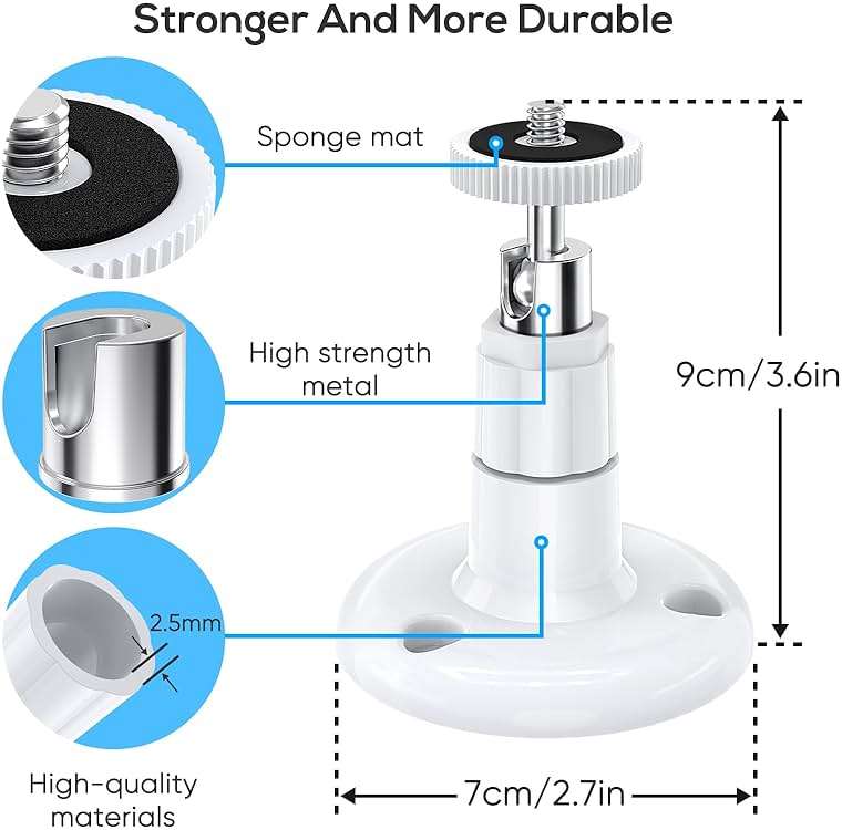 FastSnail Wall Mount Compatible with Wyze Cam Pan V3 & Wyze Cam V4/V3 & Wyze Cam Outdoor/Indoor, 360 Degree Swivel Adjustable Bracket for Wyze Cam and Other Camera with Same Interface 2 Pack - Image 3