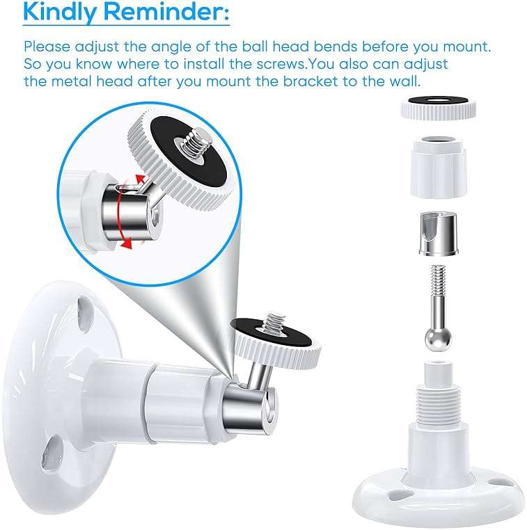 FastSnail Wall Mount Compatible with Wyze Cam Pan V3 & Wyze Cam V4/V3 & Wyze Cam Outdoor/Indoor, 360 Degree Swivel Adjustable Bracket for Wyze Cam and Other Camera with Same Interface 2 Pack - Image 4