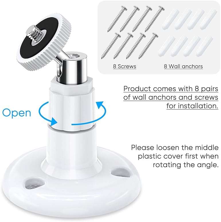 FastSnail Wall Mount Compatible with Wyze Cam Pan V3 & Wyze Cam V4/V3 & Wyze Cam Outdoor/Indoor, 360 Degree Swivel Adjustable Bracket for Wyze Cam and Other Camera with Same Interface 2 Pack - Image 7
