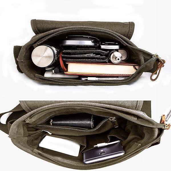 TOPWOLFS Canvas Messenger Bag Small Crossbody Bag Casual Travel Working Tools Bag Shoulder Bag Hold Phone Handset Anti Theft | Small - Image 4