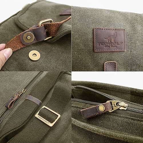 TOPWOLFS Canvas Messenger Bag Small Crossbody Bag Casual Travel Working Tools Bag Shoulder Bag Hold Phone Handset Anti Theft | Small - Image 5